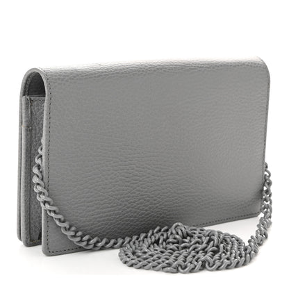 Gucci Dollar Calfskin Enamel Monochrome Mini GG Marmont Chain Wallet Deep Grey 3 of 10