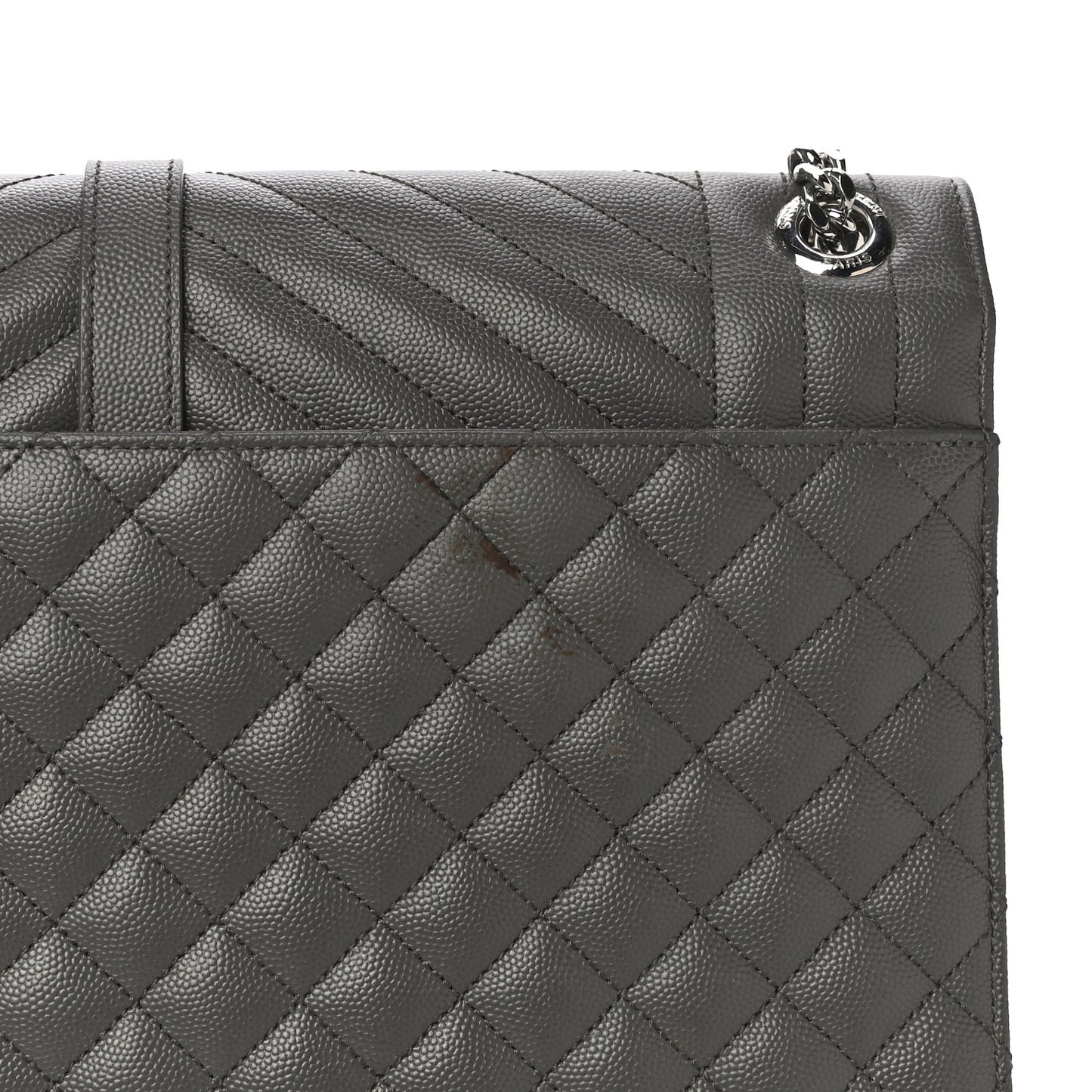 Grain De Poudre Textured Mixed Matelasse Large Triquilt Monogram Satchel Earth