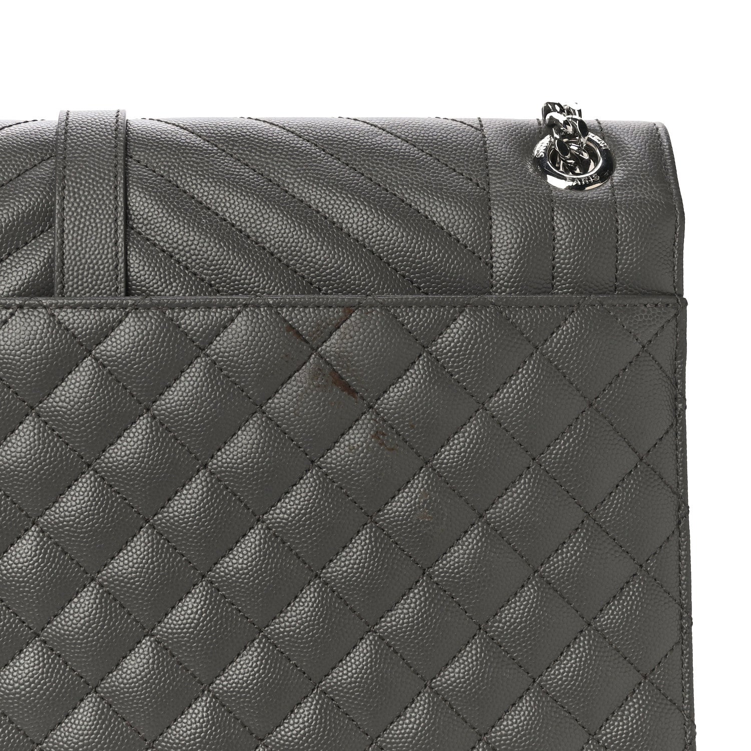Saint Laurent Grain De Poudre Textured Mixed Matelasse Large Triquilt Monogram Satchel Earth 16 of 16