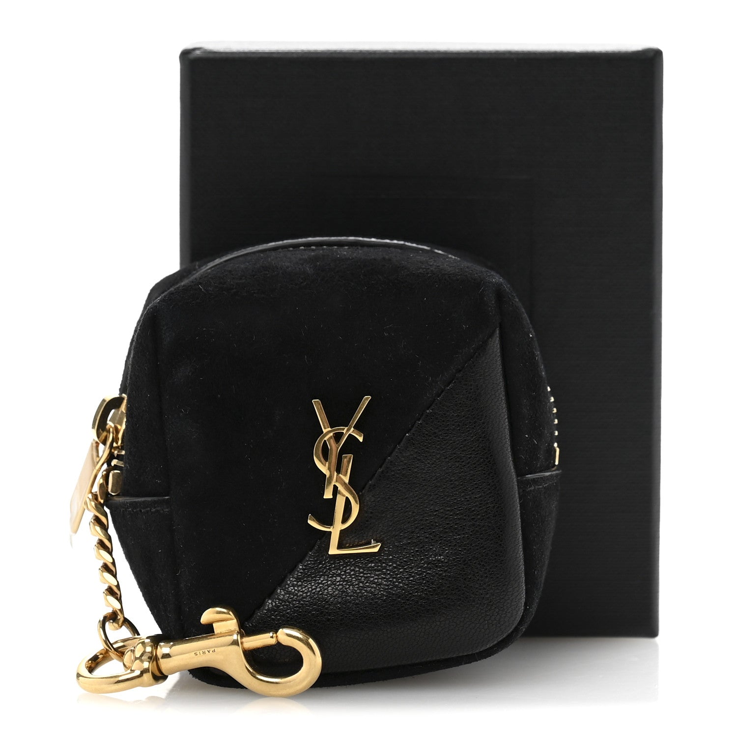 Saint Laurent Suede Lambskin Jaime Cube Charm Keychain Black 10 of 10