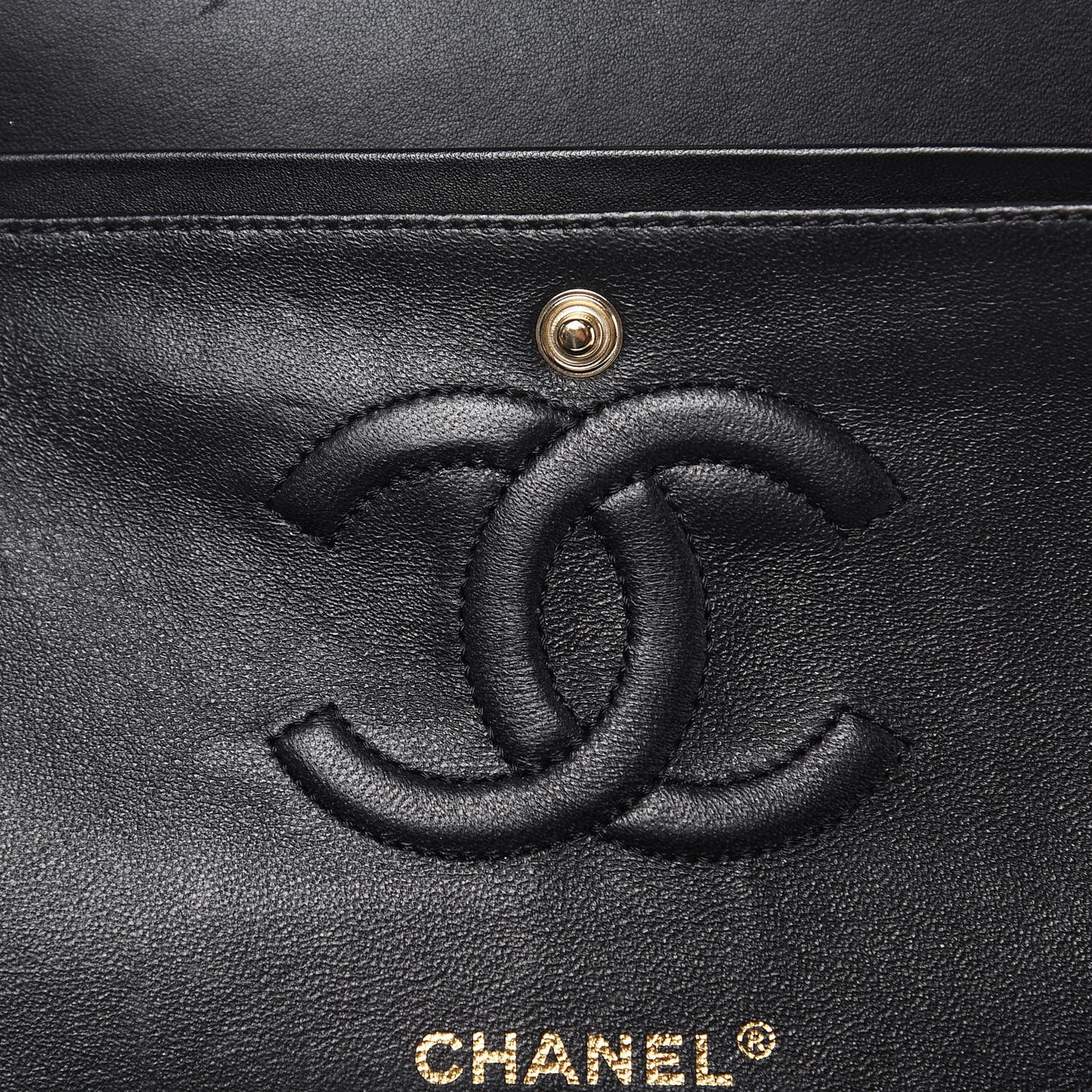 Lambskin Chevron Quilted Medium Double Flap Black