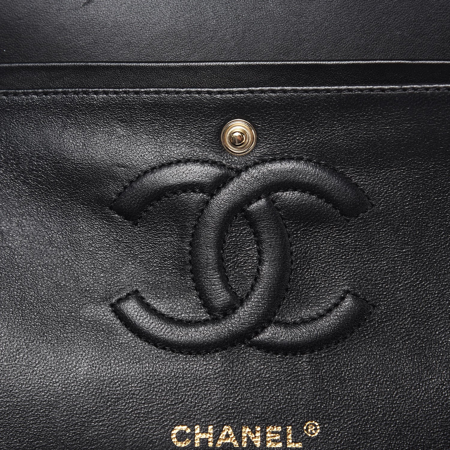 Chanel Lambskin Chevron Quilted Medium Double Flap Black 12 of 17