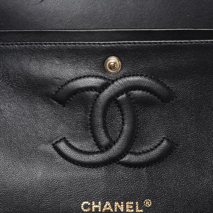 Chanel Lambskin Chevron Quilted Medium Double Flap Black 12 of 17