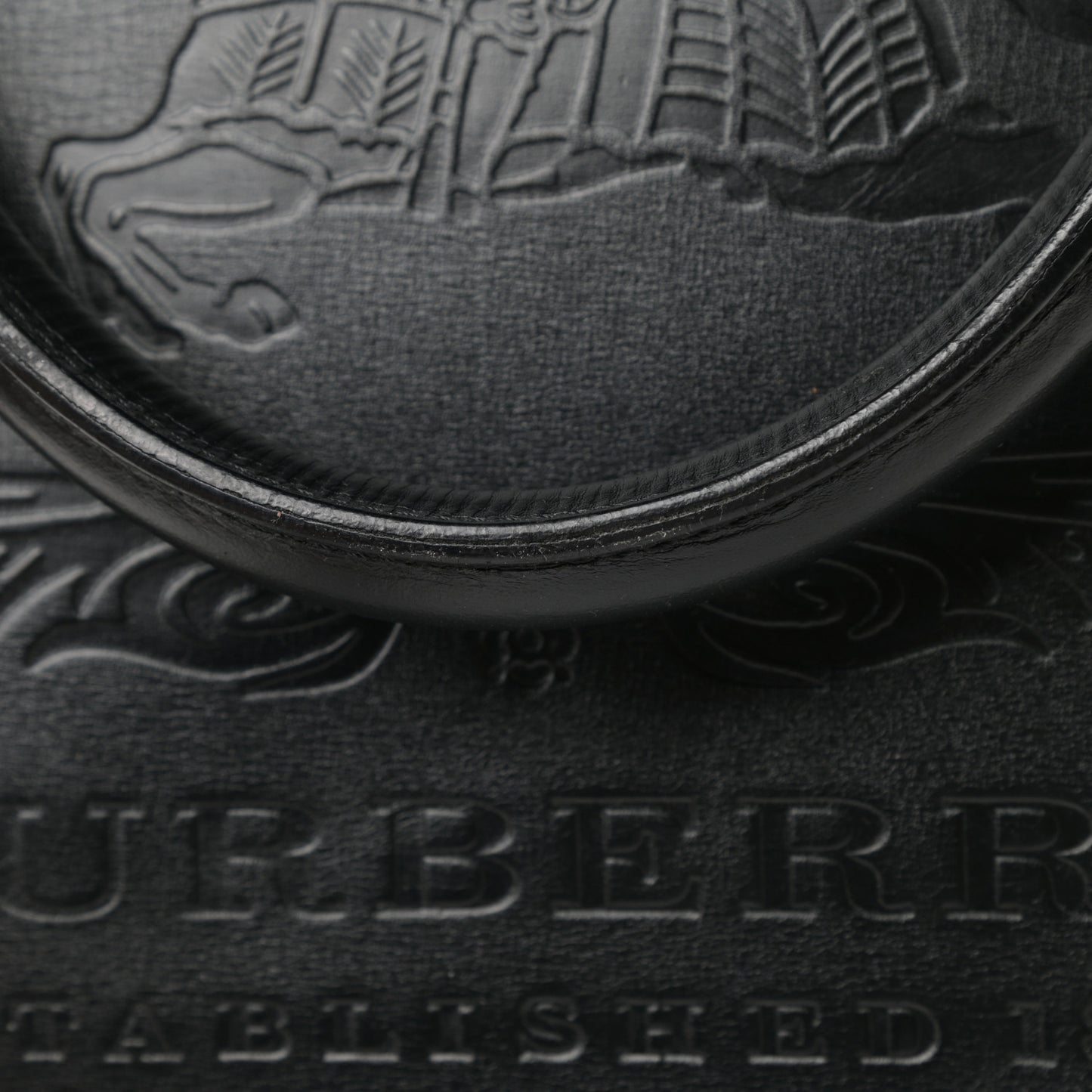 Textured Calfskin Crest Embossed Large Tote Black