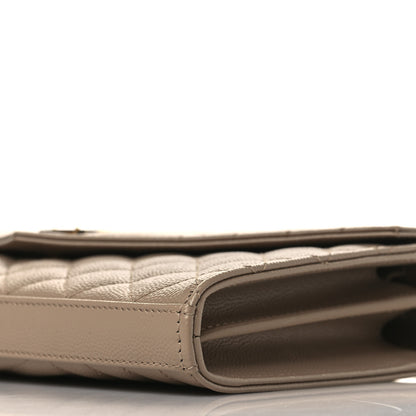 Saint Laurent Grain De Poudre Mixed Matelasse Triquilt Monogram Chain Wallet Dark Beige 8 of 8