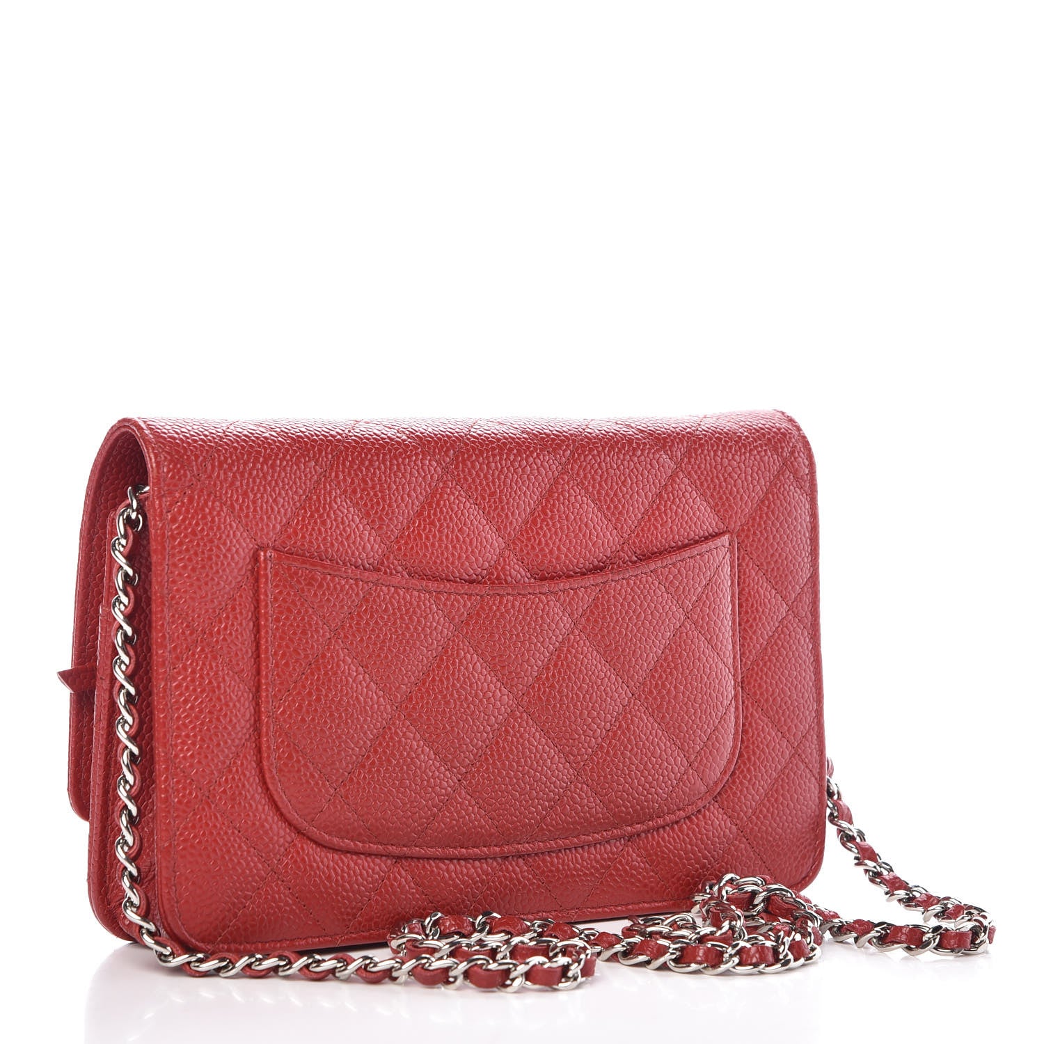 Chanel Caviar Quilted Wallet On Chain WOC Dark Red 3 of 12