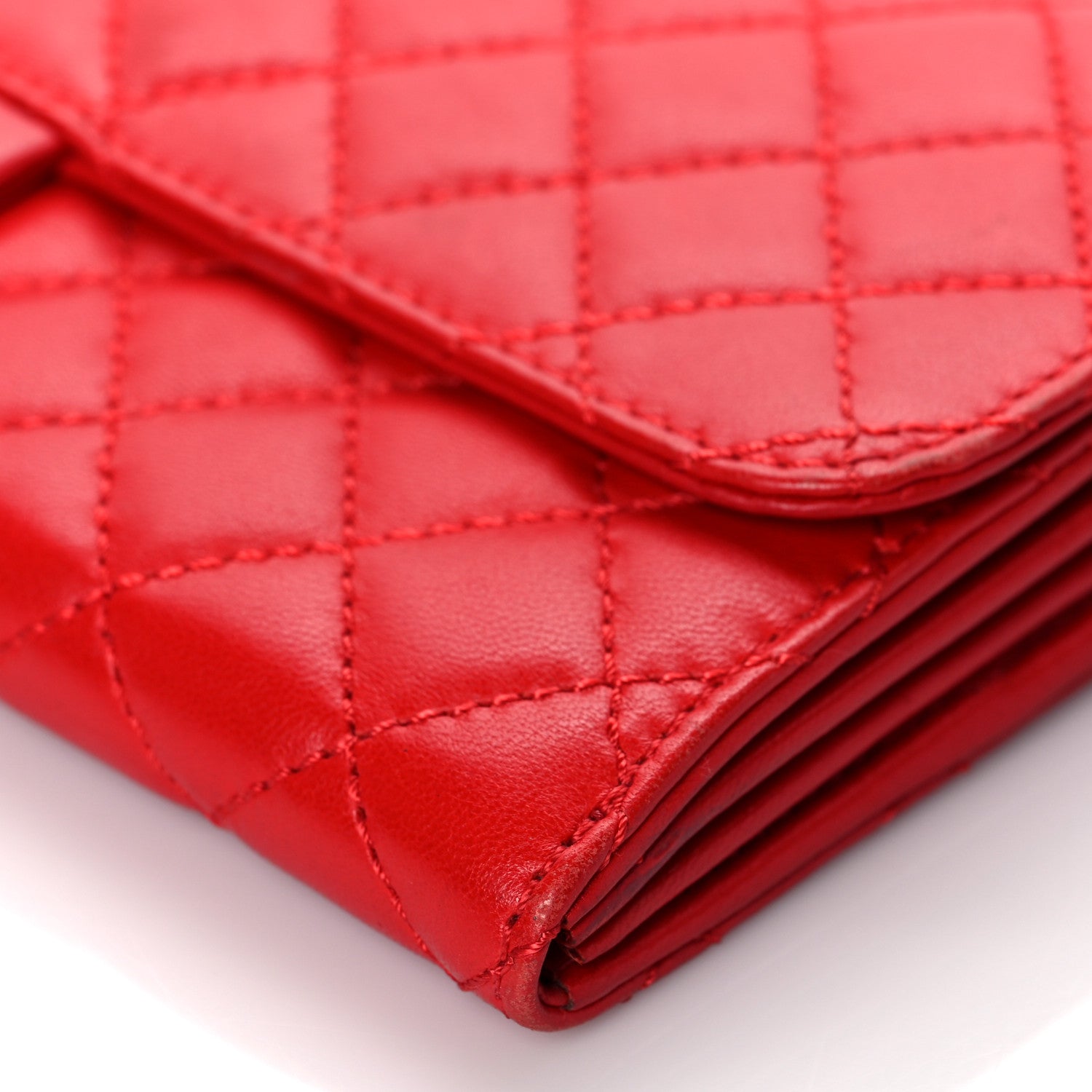 Chanel Lambskin Quilted Chain Clutch Flap Red 10 of 10