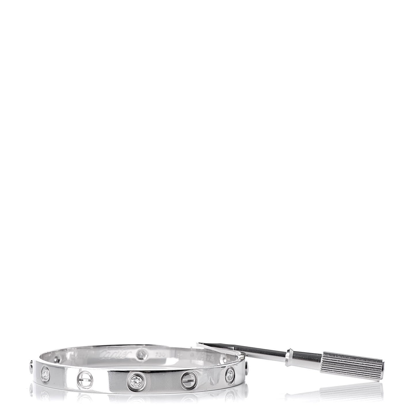18K White Gold 6 Diamond LOVE Bracelet 16
