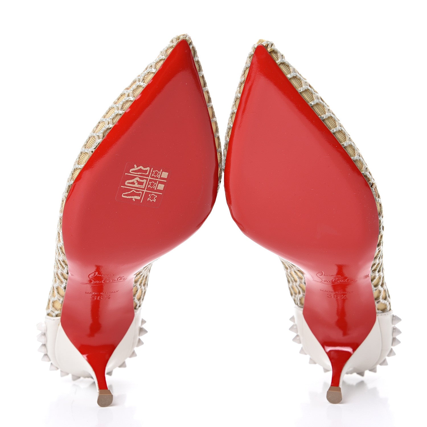 Christian Louboutin Fishnet Patent Guni 55 Spiked Pumps 36.5 White 5 of 10
