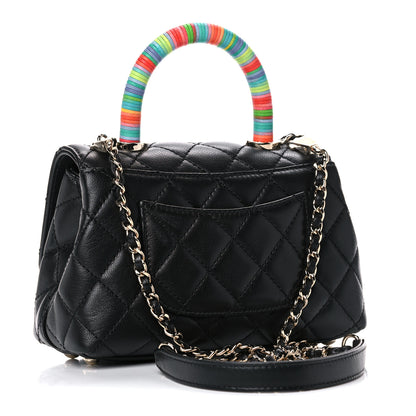 Chanel Goatskin Quilted Rainbow Extra Mini Coco Handle Flap Black 3 of 10