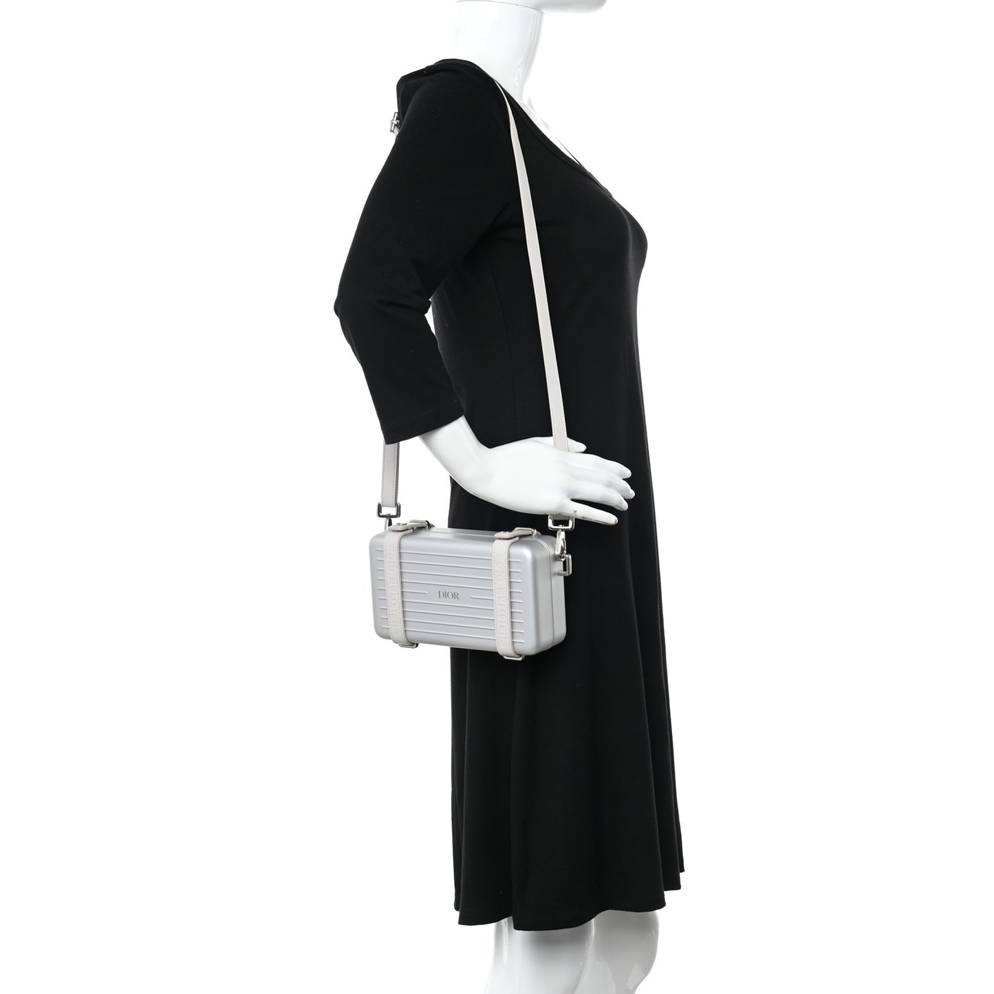 X RIMOWA Aluminum Personal Clutch On Strap Silver
