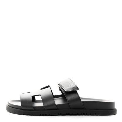 Hermes Calfskin Womens Chypre Sandals 41 Black 1 of 8
