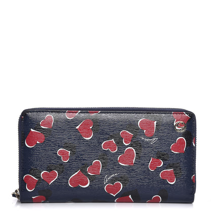 Gucci Calfskin Heartbeat Print Zip Around Wallet Blue 1 of 8