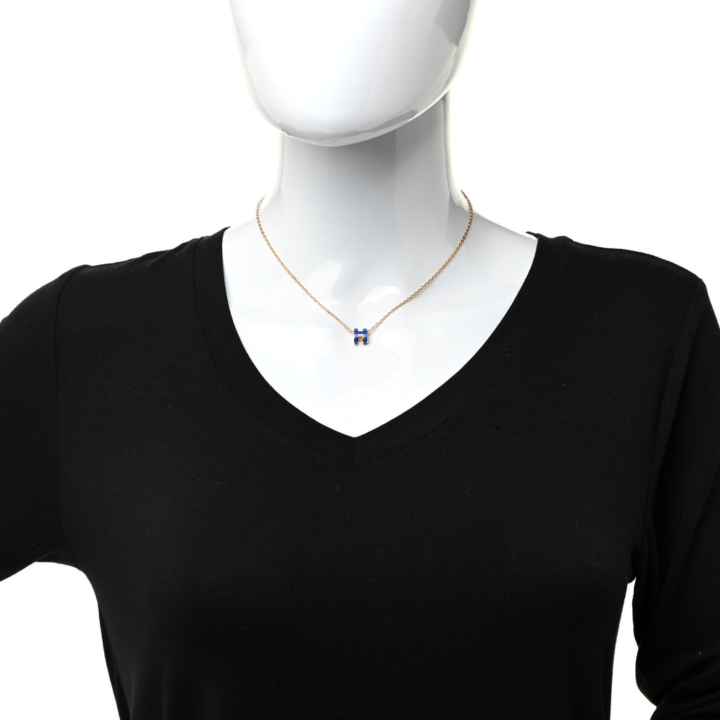 Lacquered Gold Mini Pop H Pendant Necklace Blue Electrique