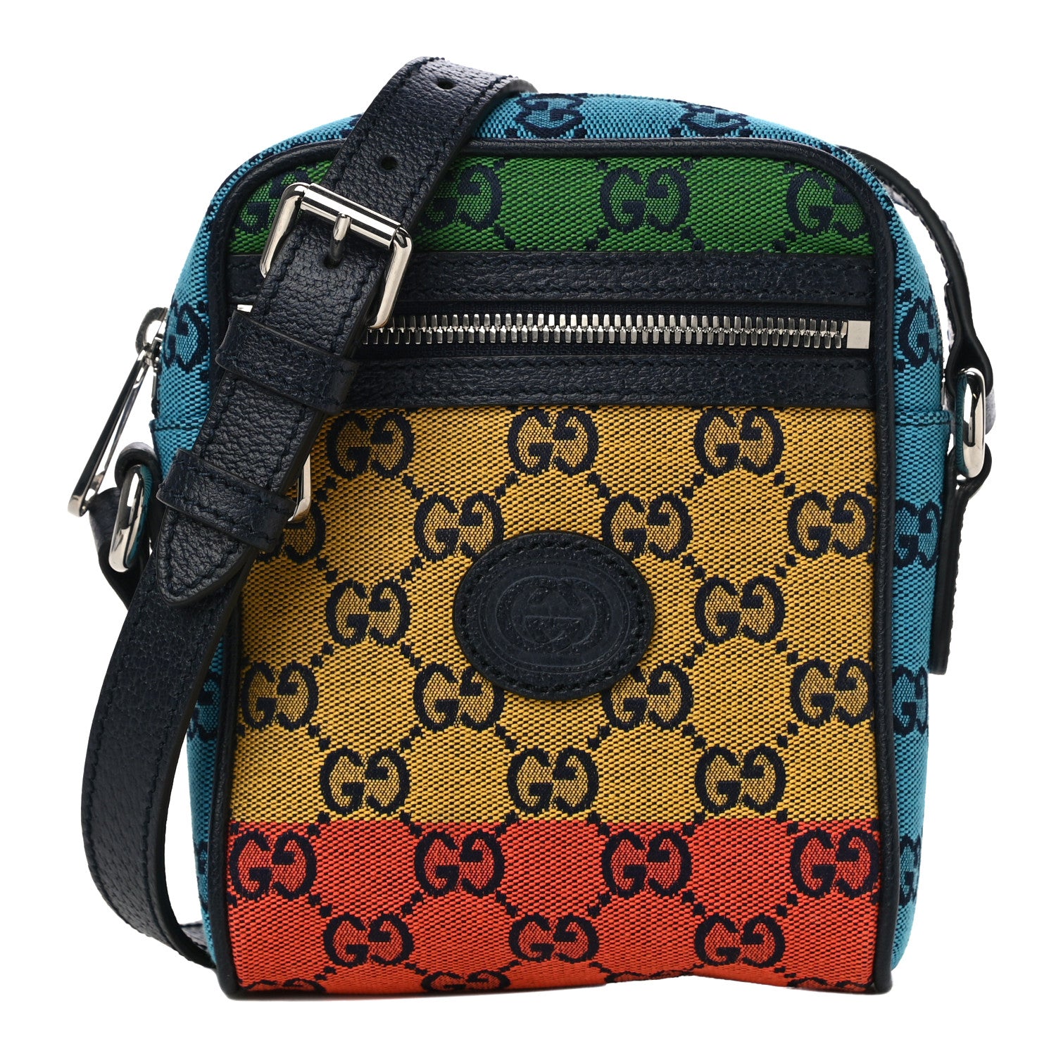 Gucci Monogram Multicolor Mini Retro Interlocking G Messenger Blue Rainbow Light Blue 1 of 10