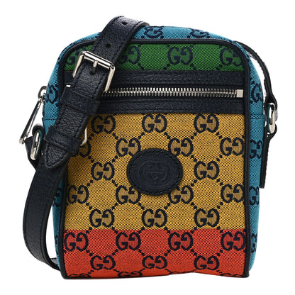 Gucci Monogram Multicolor Mini Retro Interlocking G Messenger Blue Rainbow Light Blue 1 of 10