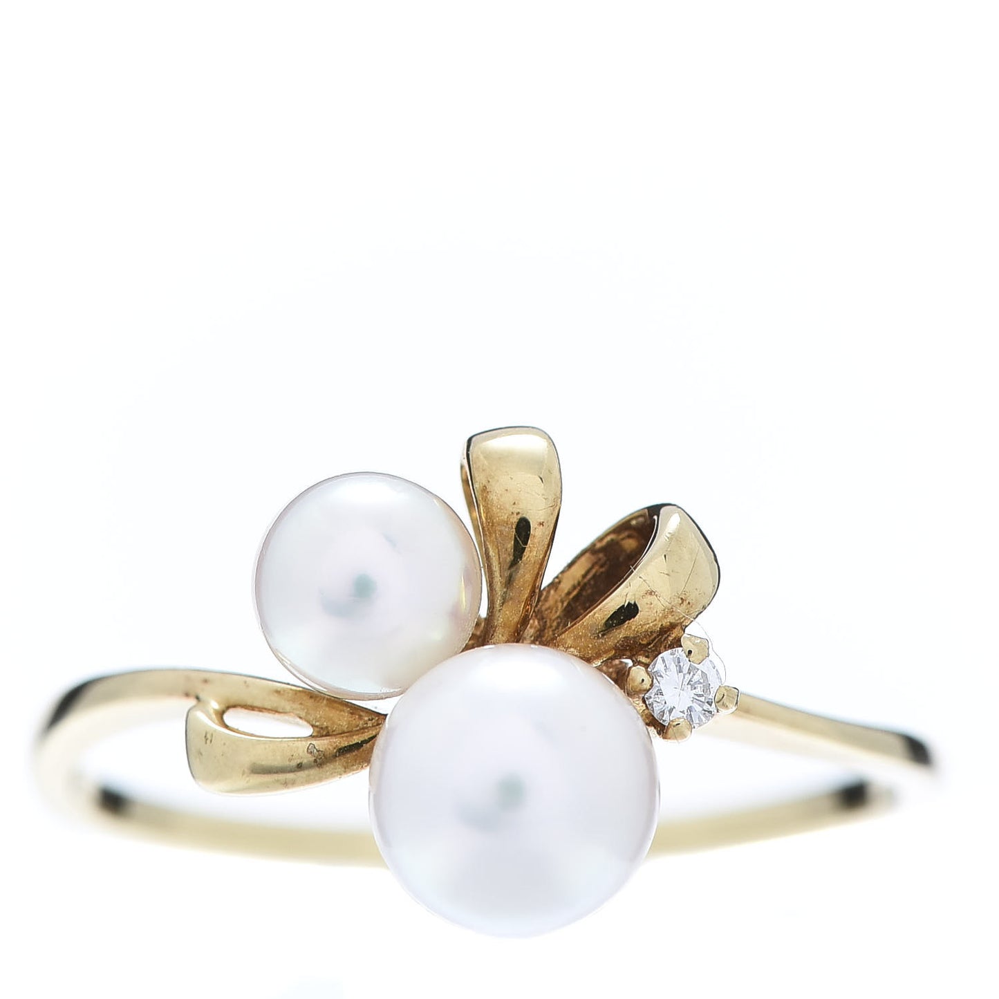 18K Yellow Gold Diamond Pearl Cluster Ring 52 6