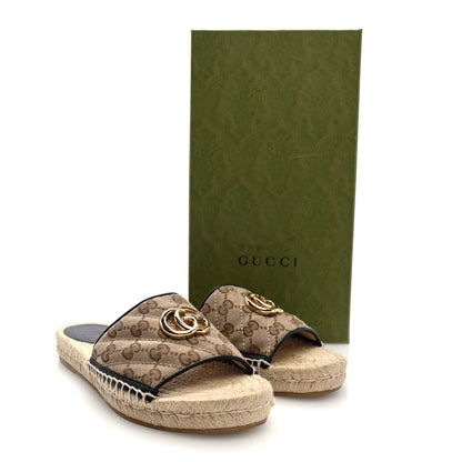 Gucci Monogram Matelasse GG Marmont Espadrille 20mm Slide Sandals 38 Beige Ebony Black 9 of 9