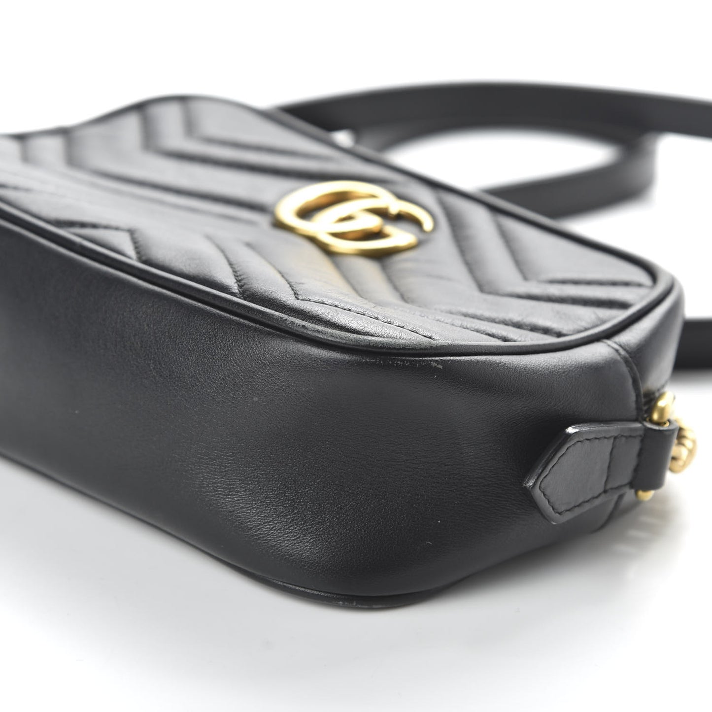 Calfskin Matelasse Mini GG Marmont Chain Shoulder Bag Black