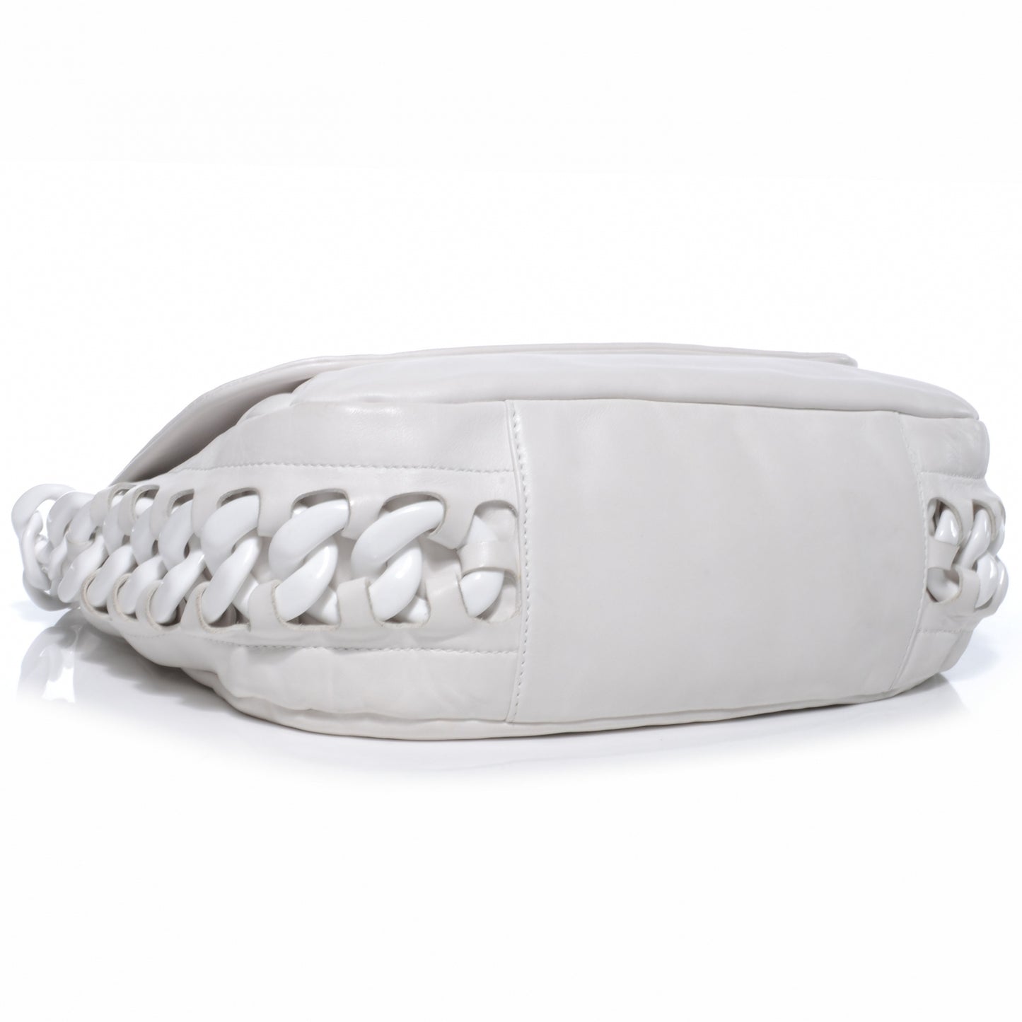 Leather Modern Chain Flap White
