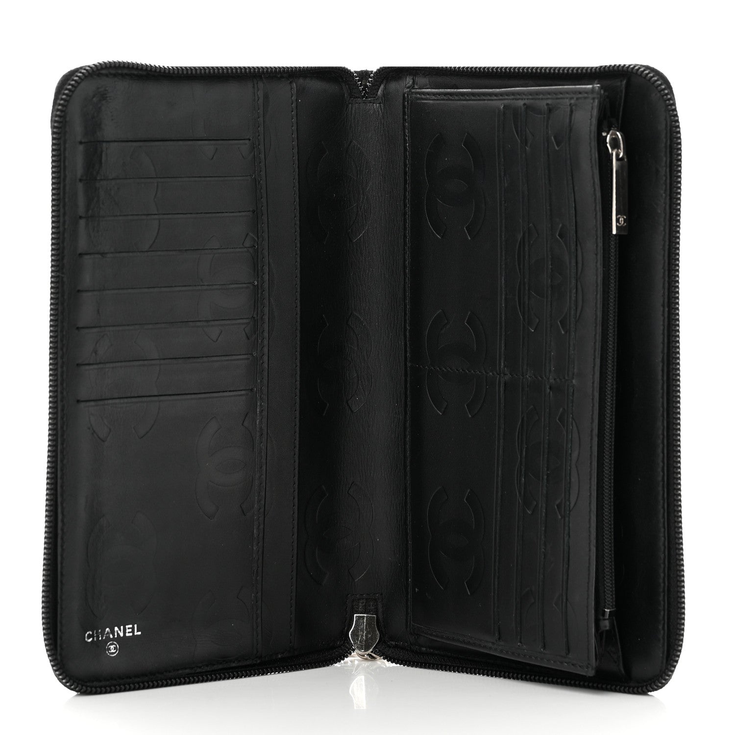 Chanel Calfskin Cambon Zip Around Organizer Wallet Black 5 of 8