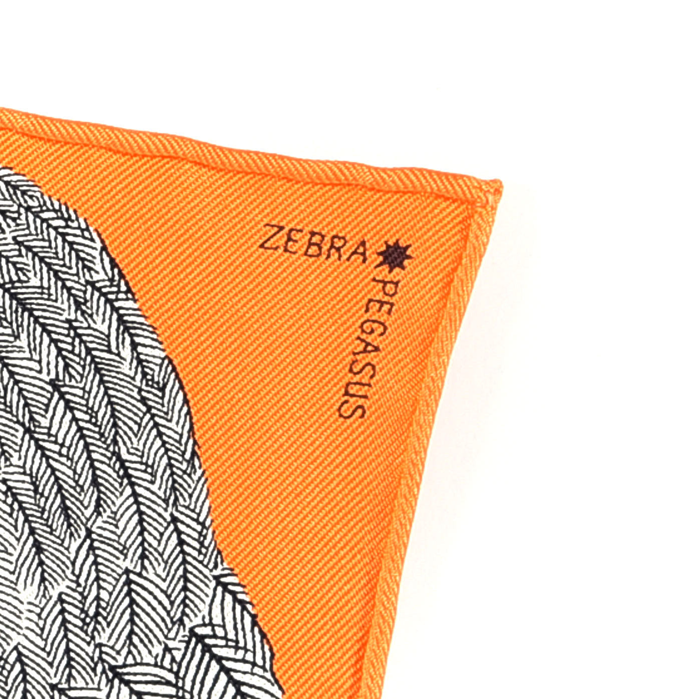 Hermes Silk Carre Zebra Pegasus Nano Scarf 20 Orange Vif Black