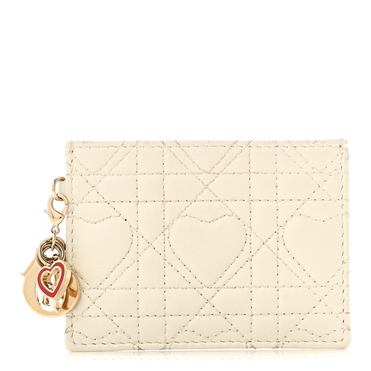 Christian Dior Lambskin Cannage DiorAmour Lady Dior Card Holder White 1 of 7