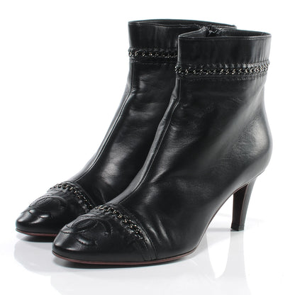 Chanel Lambskin CC Chain Short Boots 40.5 Black 3 of 7