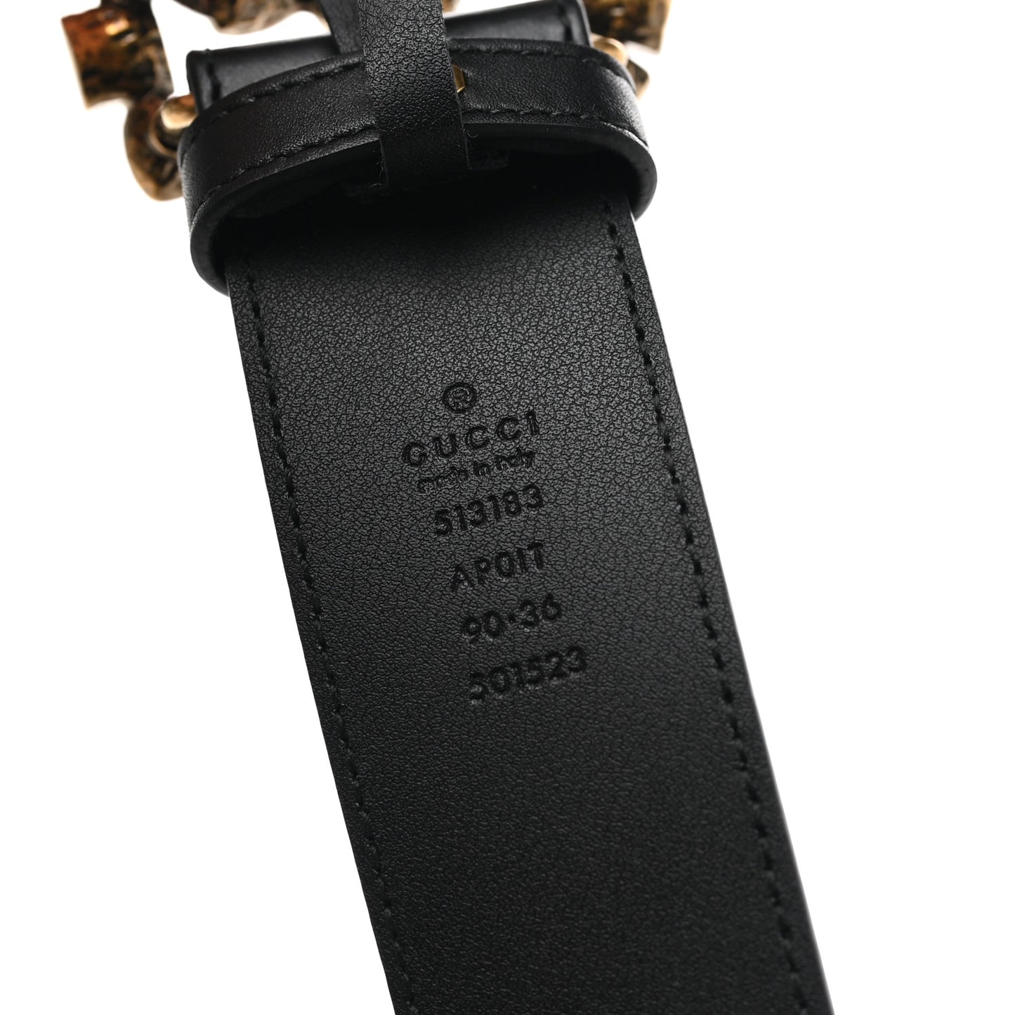 Calfskin Crystal Double G 40mm Belt 90 36 Black Multicolor