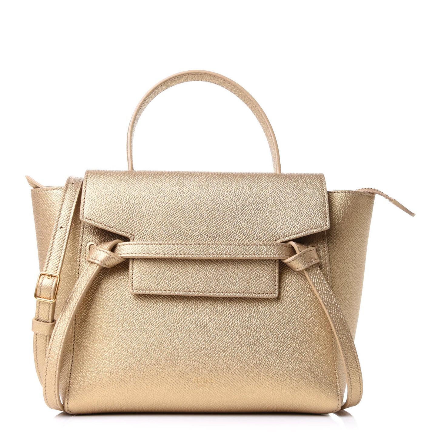 Laminated Calfskin Nano Belt Bag Gold