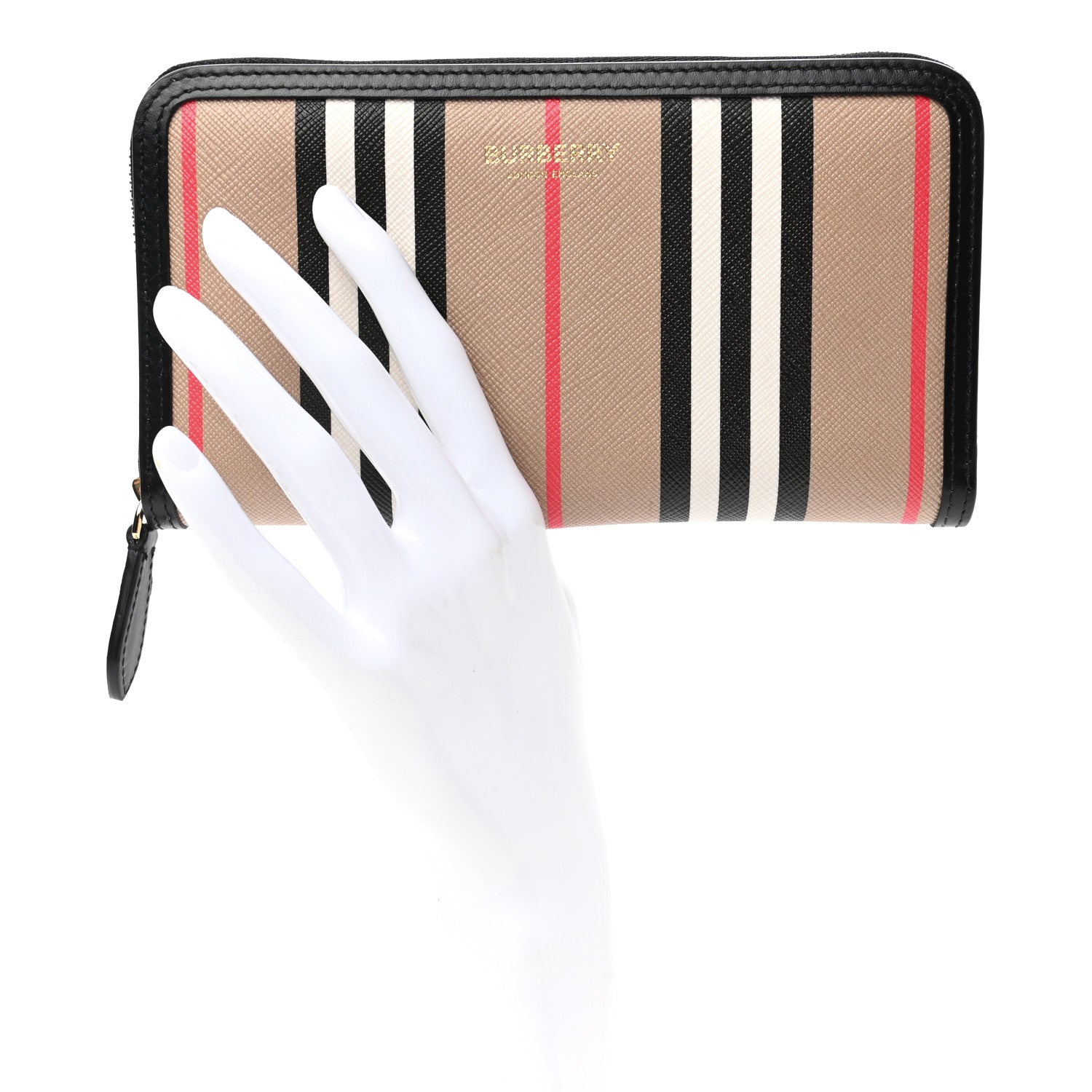 Burberry E-Canvas Icon Stripe Ziparound Wallet Archive Beige 2 of 6