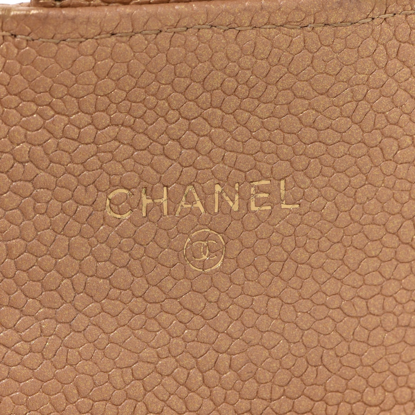 Pearly Caviar Quilted Small Flap Wallet Gold