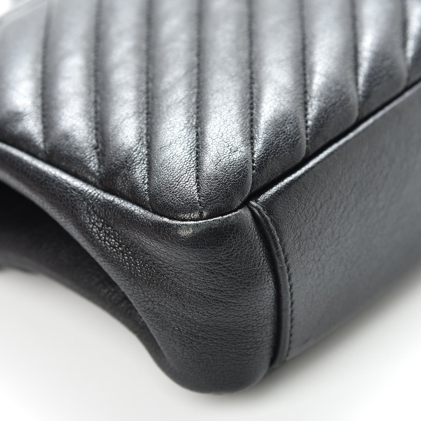 Sheepskin Matelasse Chevron Monogram Medium College Bag Black