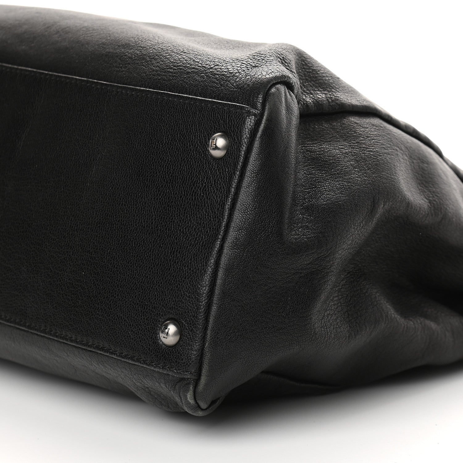 Fendi Goatskin Zucca Large Peekaboo Iconic Satchel Black Tobacco 8 of 8