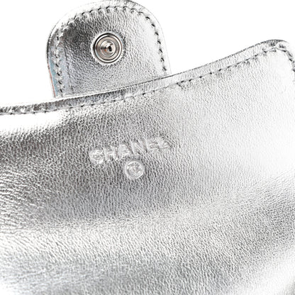 Chanel Gradient Metallic Calfskin Quilted Flap Card Holder Wallet Silver Blue Yellow Purple 6 of 9