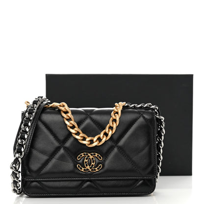 Chanel Lambskin Quilted Chanel 19 Wallet On Chain WOC Black 13 of 13