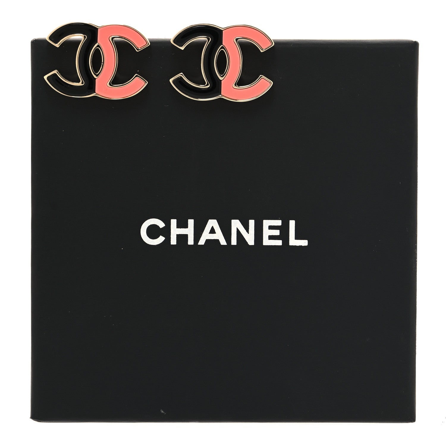 Chanel Enamel CC Earrings Gold Black Pink 5 of 5