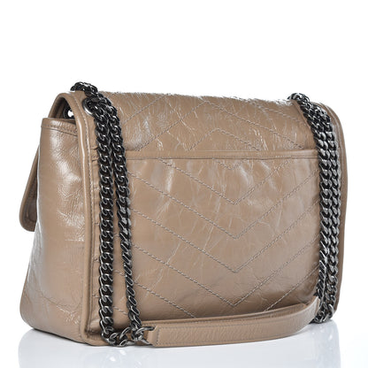Saint Laurent Crinkled Calfskin Matelasse Monogram Medium Niki Chain Satchel Light Taupe 3 of 12