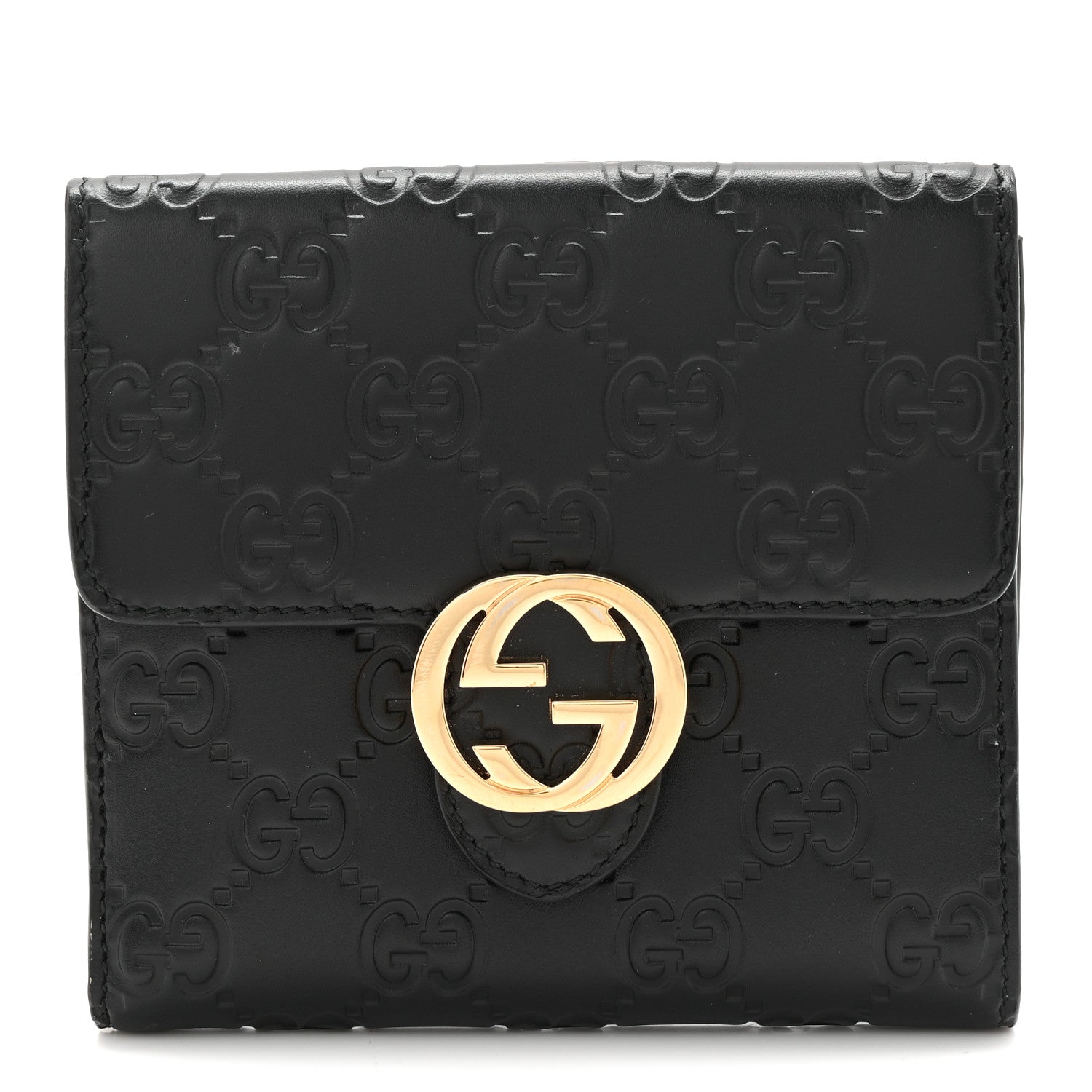 Gucci Guccissima Interlocking G French Wallet Black 1 of 8