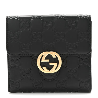 Gucci Guccissima Interlocking G French Wallet Black 1 of 8