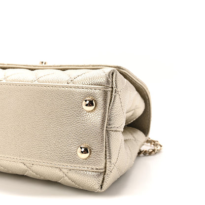 Chanel Metallic Aged Calfskin Quilted Mini Coco Handle Flap Gold 10 of 11