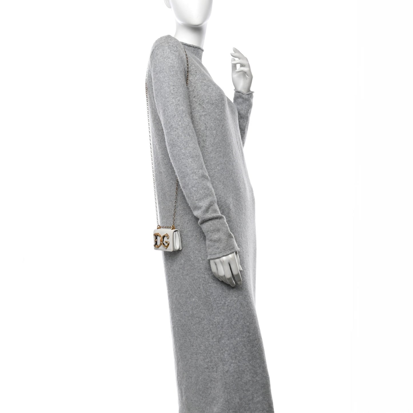 Calfskin Micro DG Girls Shoulder Bag White