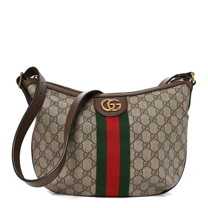 Gucci GG Supreme Monogram Web Small Ophidia Half Moon Hobo Brown 1 of 11