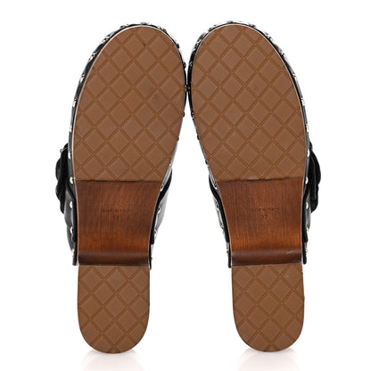 Chanel Calfskin Camellia Clogs 37 Black 6 of 12