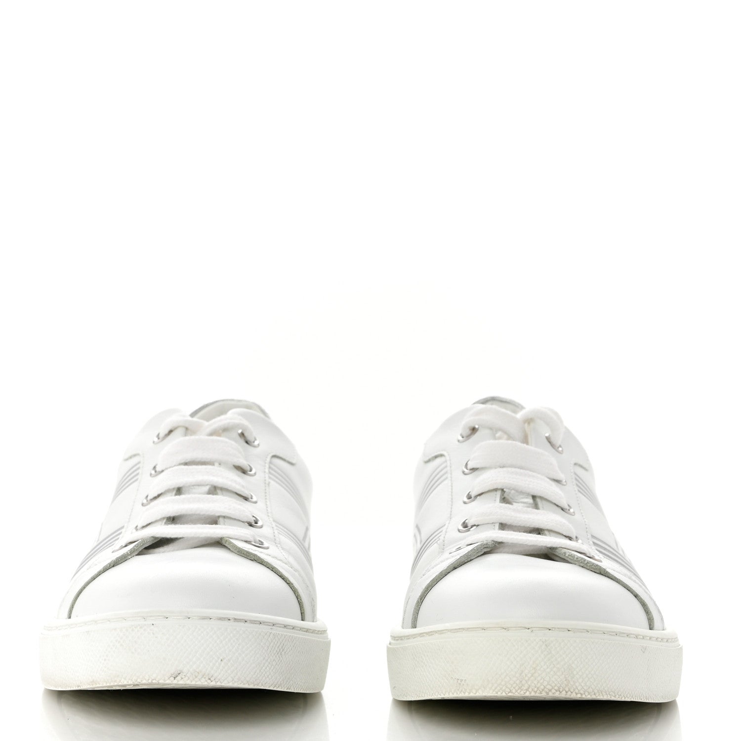 Hermes Calfskin Womens Advantage Sneakers 39 White Gris Argente 2 of 9