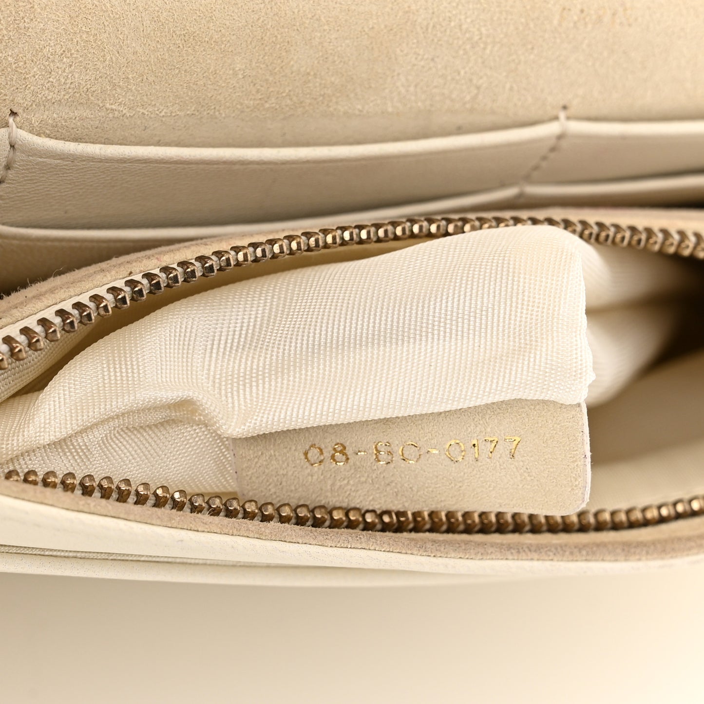 Lambskin Studded Diorama Wallet on Chain Pouch Off White