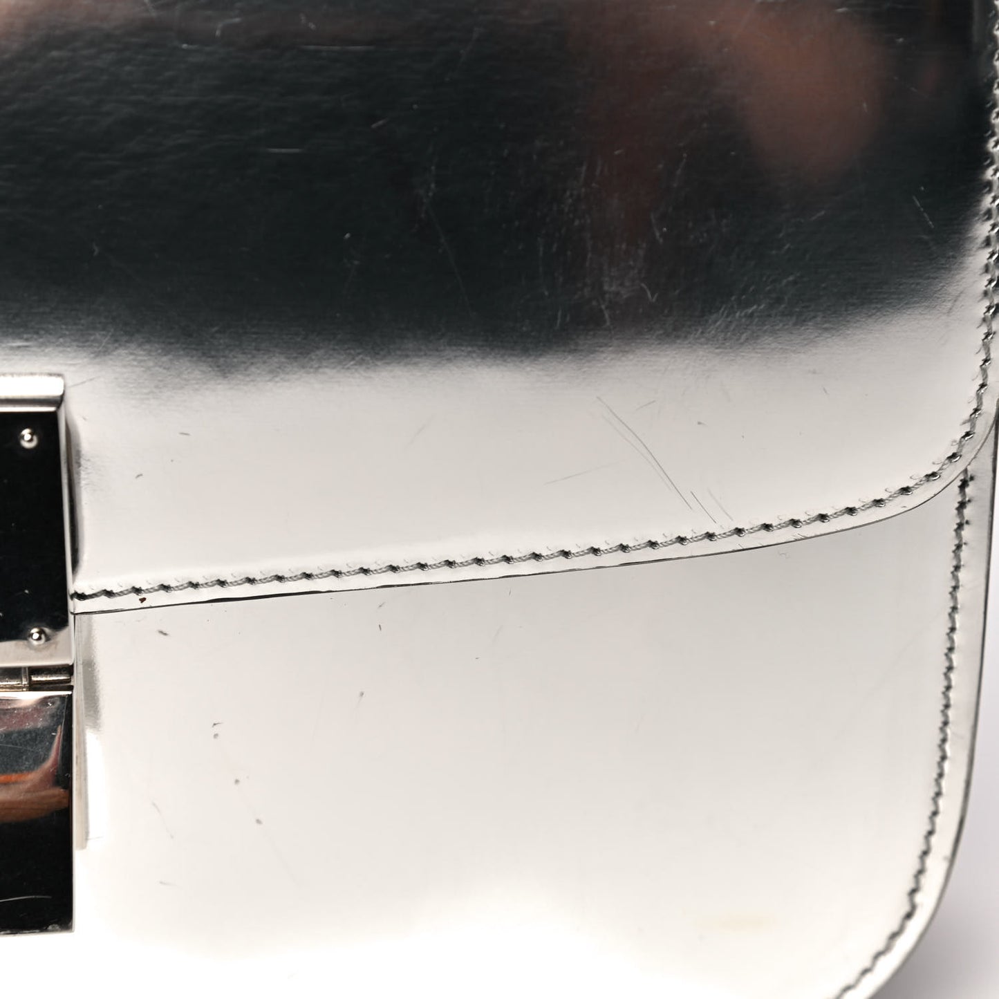 Mirror Box Calfskin Medium Classic Box Flap Bag Silver