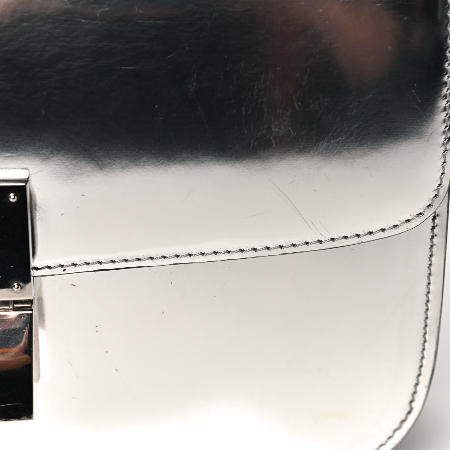Celine Mirror Box Calfskin Medium Classic Box Flap Bag Silver 18 of 24