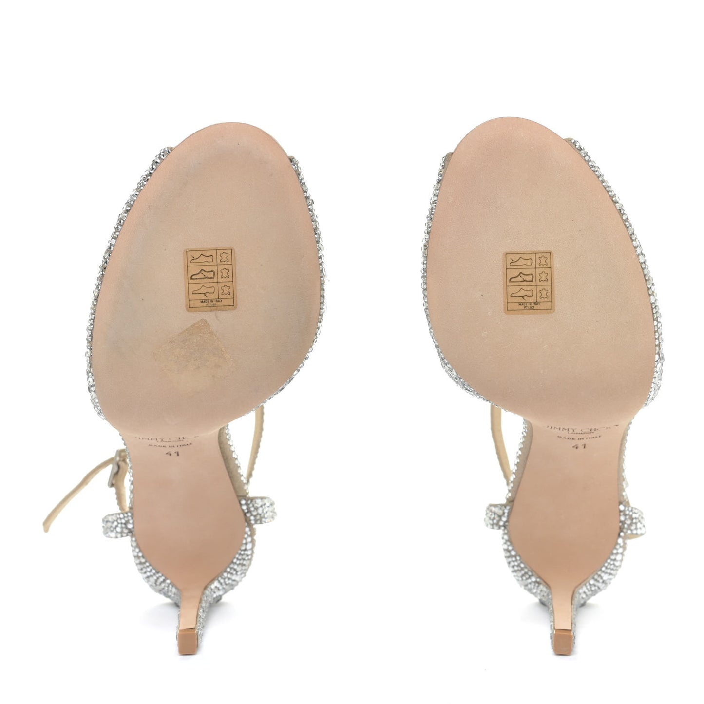 Crystal Shimmer Suede Sacora 100 Sandals 41 Nude