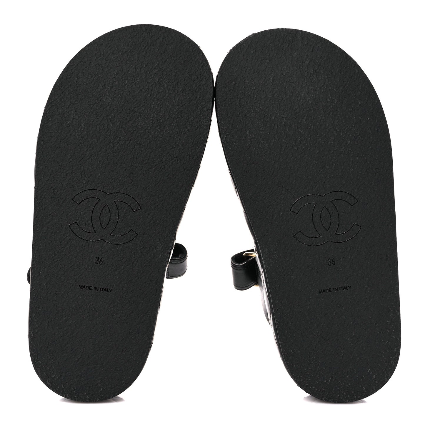 Lambskin Quilted Dad Sandals 36 Black